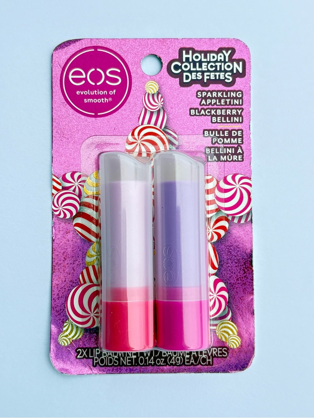 Eos Holiday Collection Lip Balm 2-Pack Lot of 3 Appletini BlackBerry Bellini - Picture 3 of 3